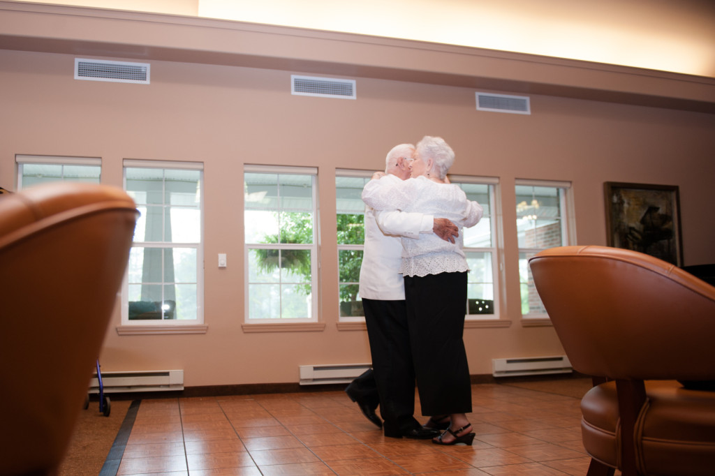 Dillard Colvin dances with Julia Reaves during the Senior Prom event at the Southern Pines Gracious Retirement Living community  on Thursday, May 28, 2015 in Southern Pines, North Carolina.